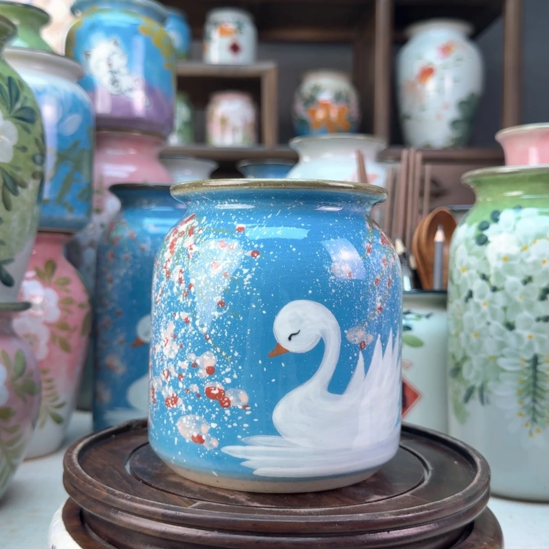 景德镇陶瓷手绘花瓶无孔