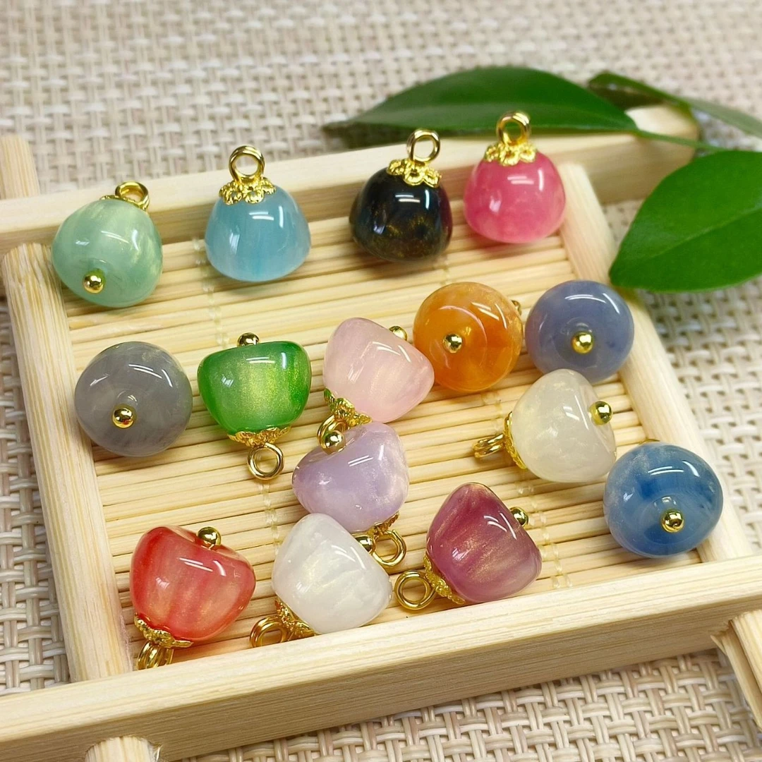 复古新中式汉服树脂珠光唐装旗袍配饰新款国风扣子绿色