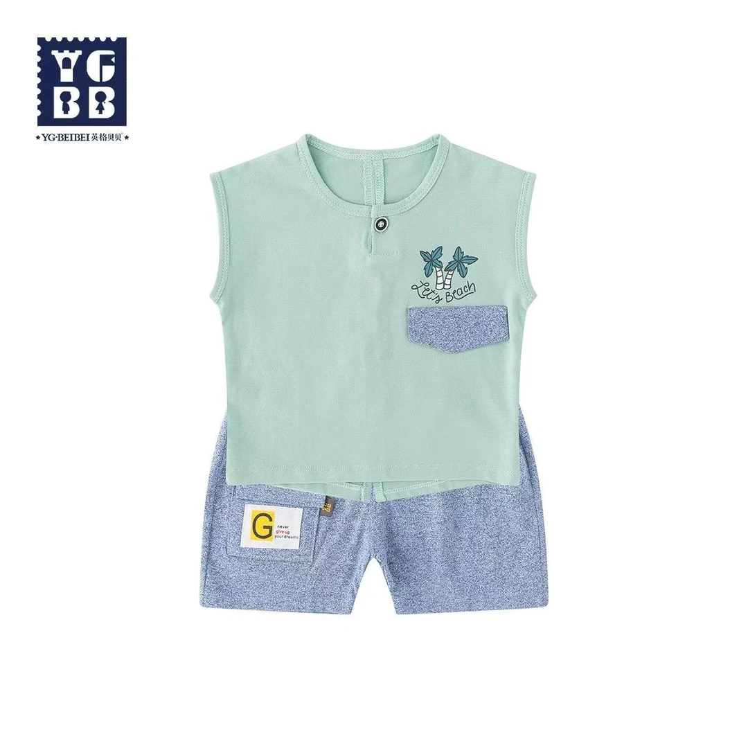 （拼直播专享29567X）布迪儿男宝宝背心套装婴儿无袖短裤两件套男童