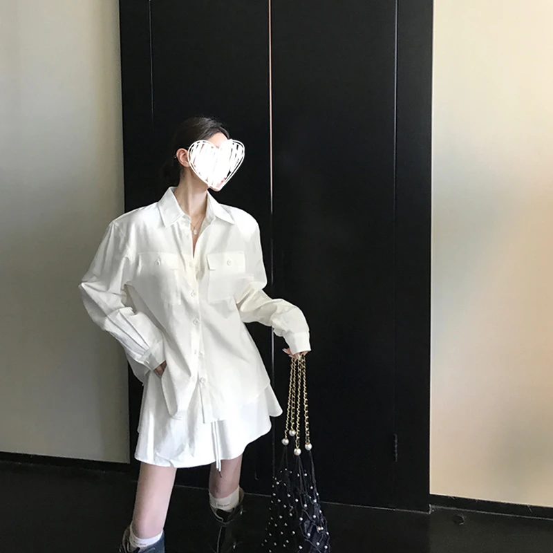 番茄妹妹Tomatosister2025时尚亚麻风学院长袖衬衫女休闲短裙套装