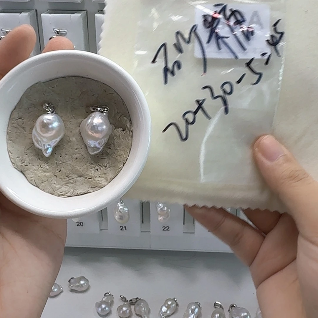 砂***橘淡水珍珠银S925镶嵌吊坠(不含链)