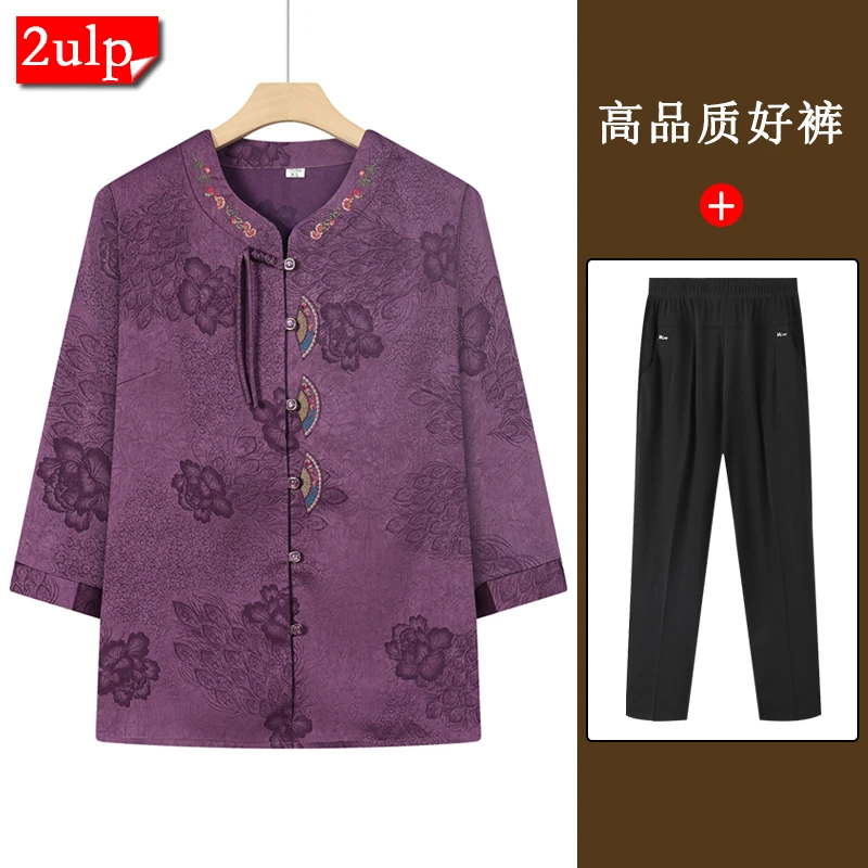 矮小个子新中式国风上衣女装母亲节妈妈夏装中老年人洋气衬衫奶奶