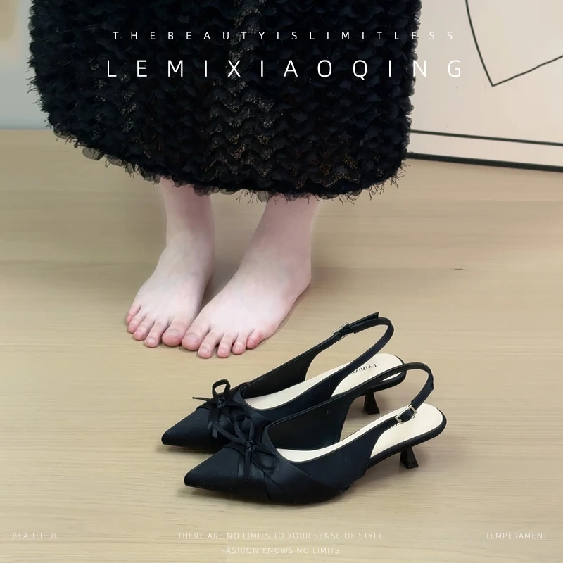 加宽版~轻奢仙女夏季配裙子黑色高跟凉鞋女2025新款大码女鞋41-43