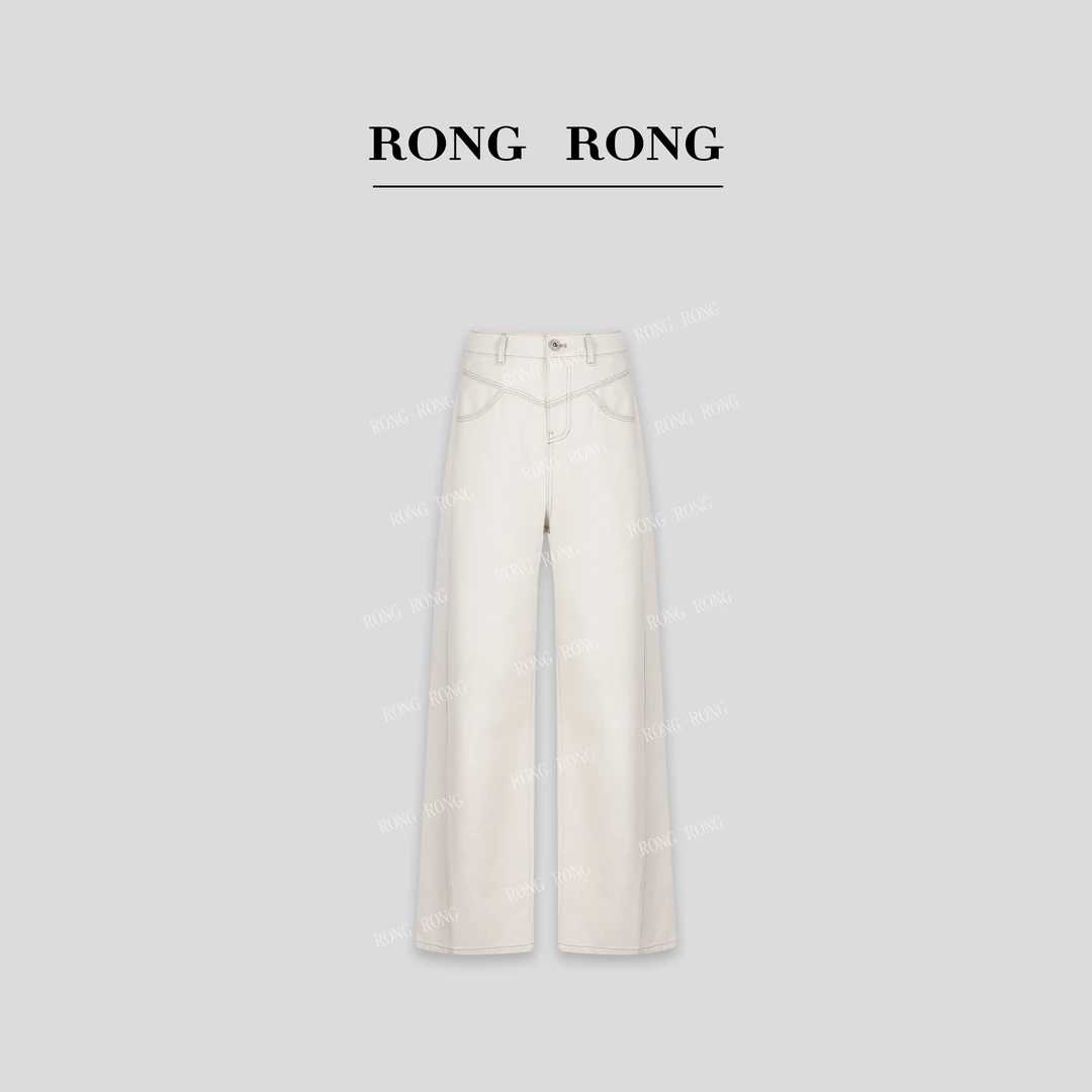 溶溶【结构神裤】RONGRONG高腰肌理感立体分割修腿牛仔裤RR20243625