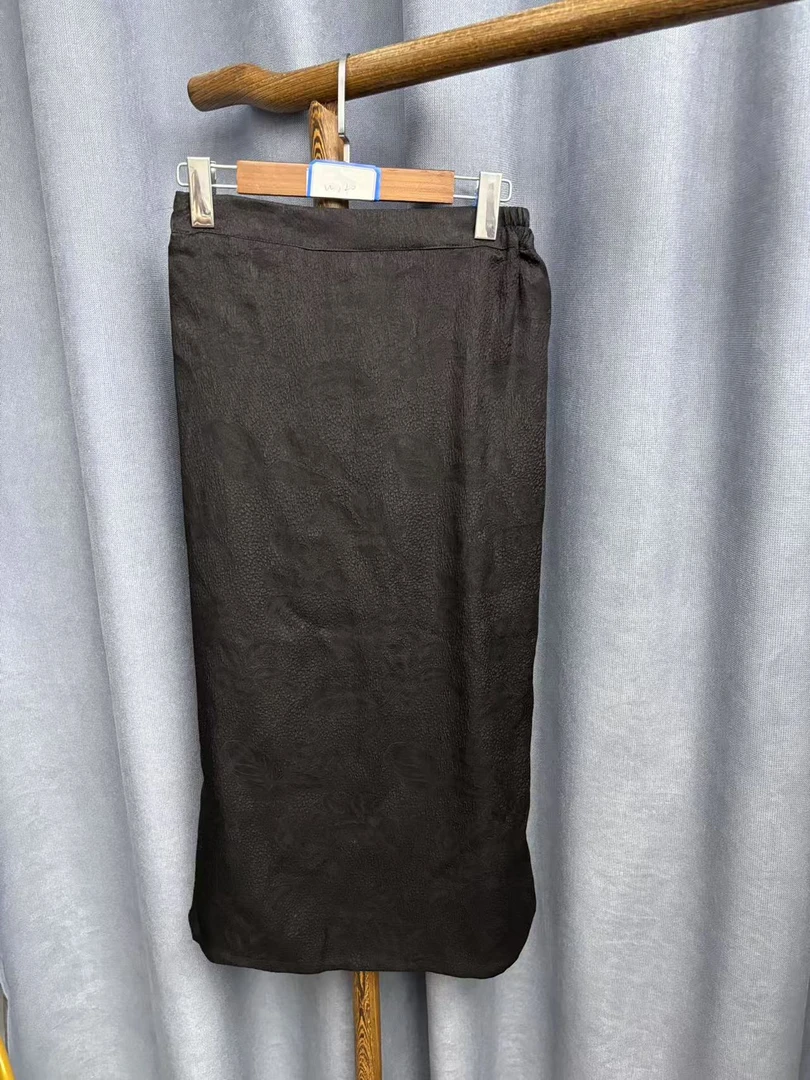 （瑕疵）新款简约百搭复古桑蚕丝半身裙女W120