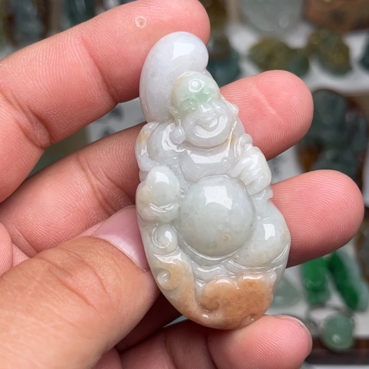 颈饰未镶嵌翡翠布袋佛