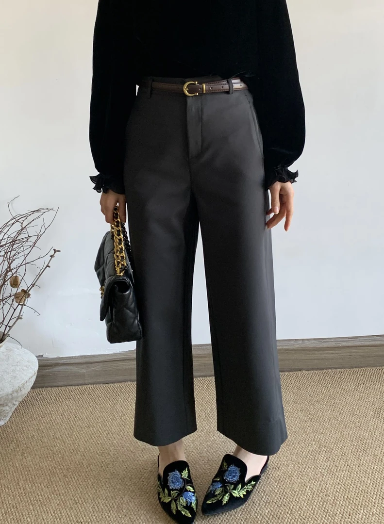 时尚百搭高腰显瘦简约九分直筒3101