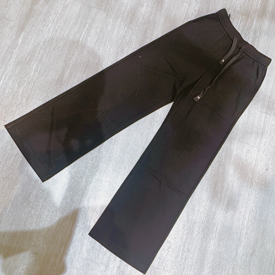 m字母宽扁带松紧腰百搭显瘦直筒阔腿女裤-果梓1331