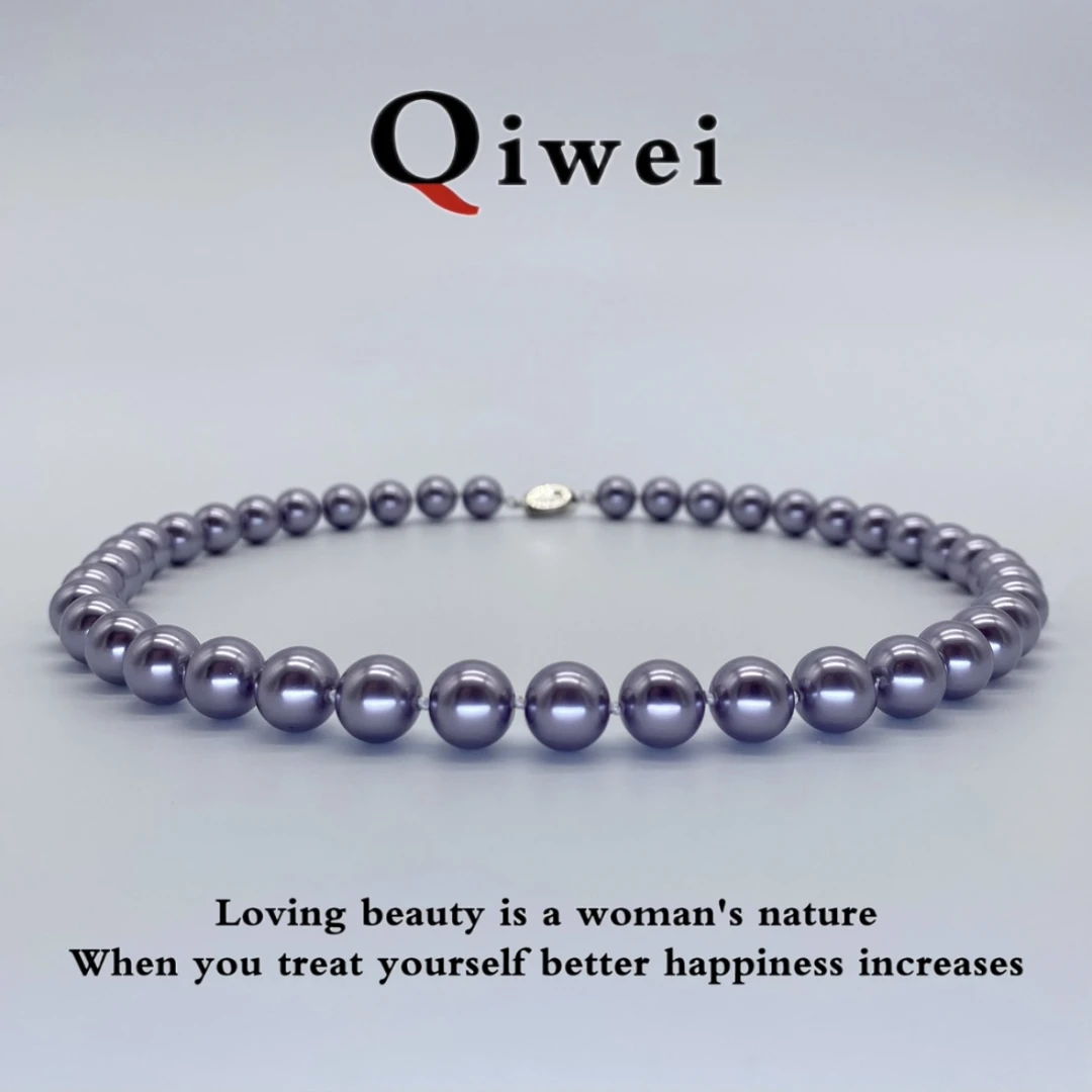 链子925银 炫彩紫珠项链  时尚百搭2025年新款项链