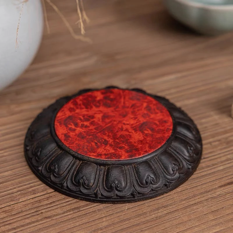 【覆莲壶承】紫光檀镶嵌瘤疤复古精工雕刻