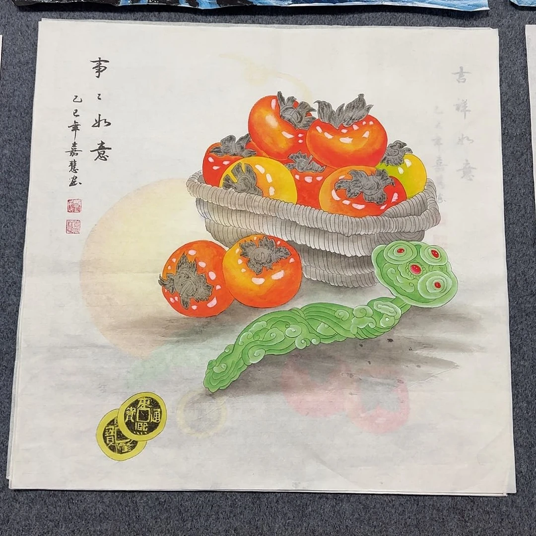 国画尺寸70X70手绘作品