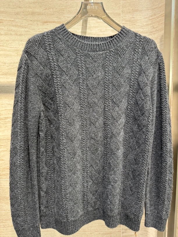 男款山羊绒圆领套头衫241131