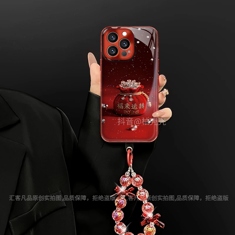 适用于【苹果/oppo/华为/vivo/小米】电镀水凝片福来运转防摔手机壳