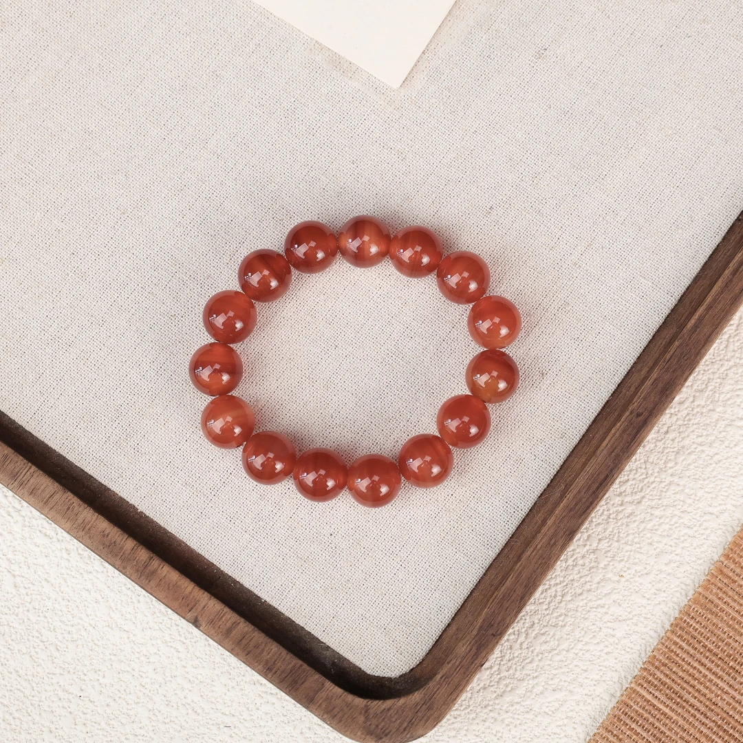 合金手链 XY216红色冰种瑙瑙巴西料满串手串