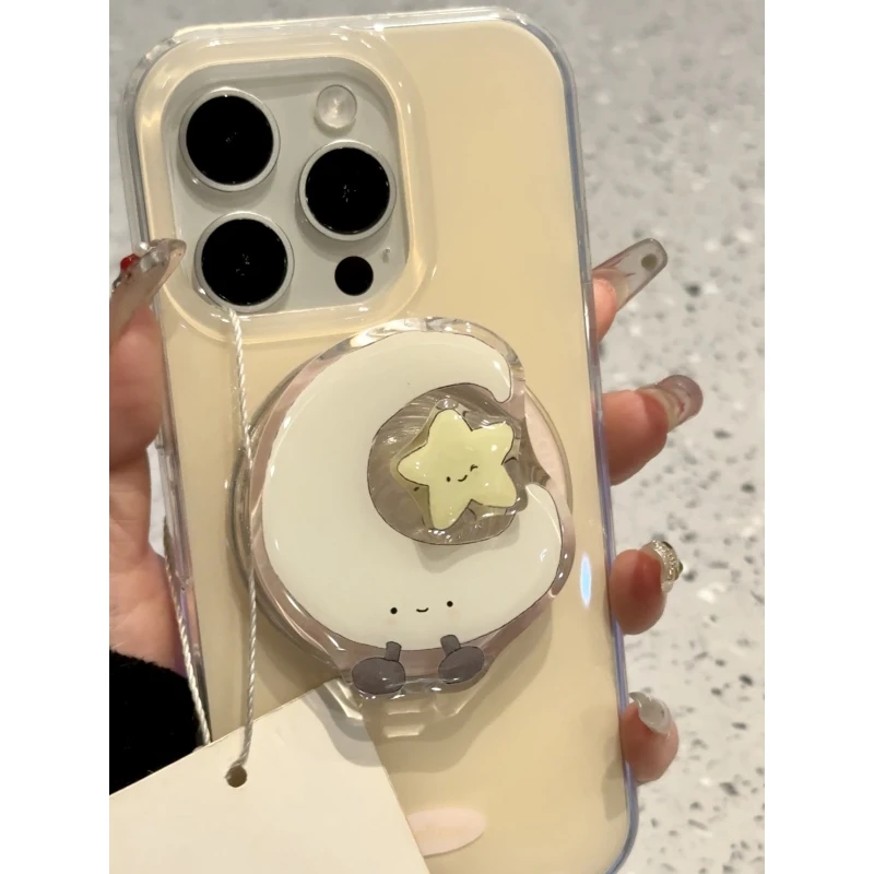 创意月亮星星磁吸支架适用ihone16promax苹果15pro手机壳14新款13