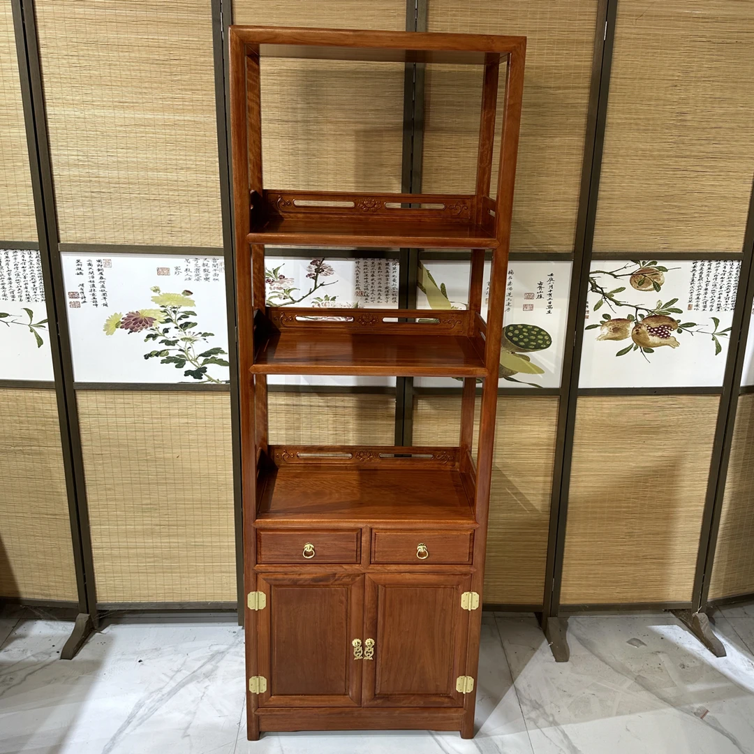 刚果花梨木实木小书柜62✖️33高178围栏书柜收纳柜茶叶罐摆件柜子