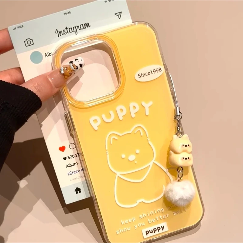 奥菲顿线条西高地挂链适用iPhone16大孔手机壳华为vivo小米15oppo