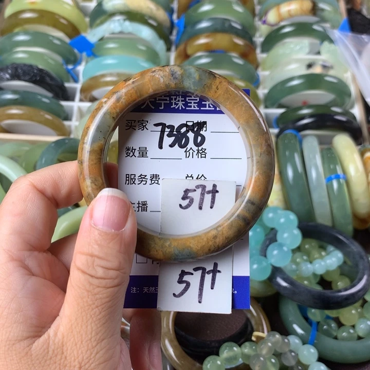 未镶嵌蛇纹石玉手镯7388