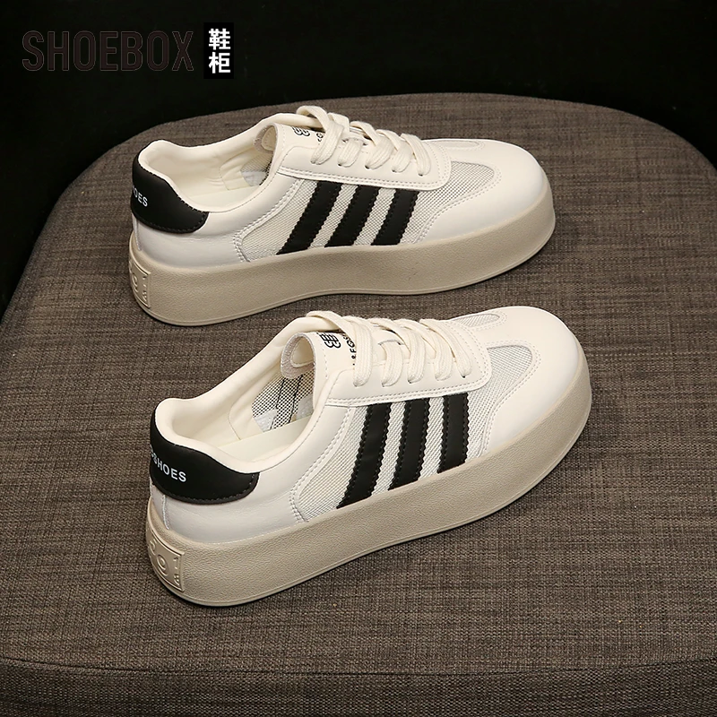 SHOEBOX鞋柜爆款厚底阿甘鞋德训鞋女2025夏季百搭休闲板鞋