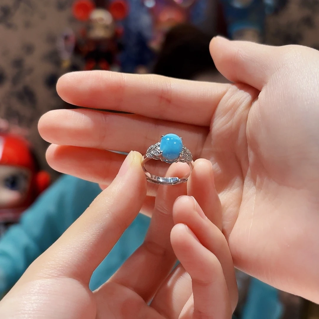 针钠钙石（海纹石）银S925镶嵌戒指