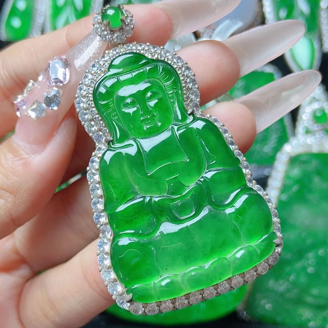 颈饰银S925镶嵌翡翠