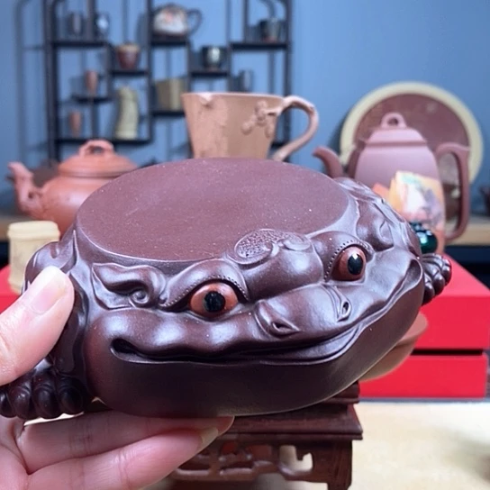 紫砂茶杯金蟾壶承