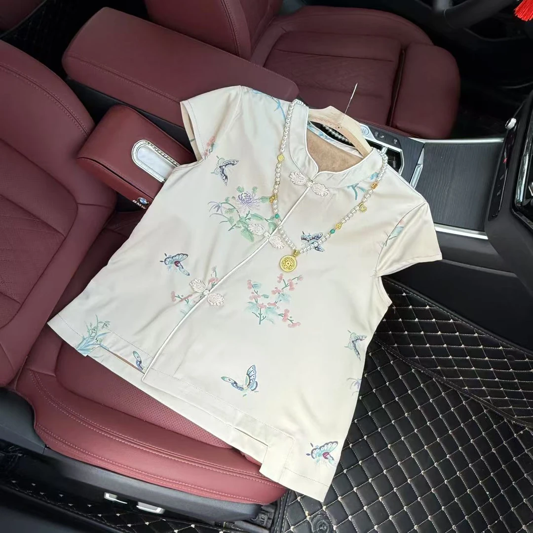 【兰栀】新中式国风气质时尚盘口复古宽松显瘦百搭夏季古风上衣女