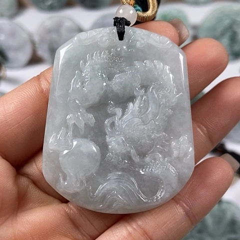 翡翠颈饰未镶嵌龙行天下有棉线福利