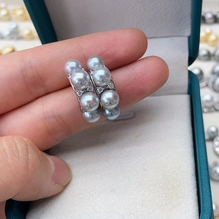 银S925镶嵌海水珍珠耳饰