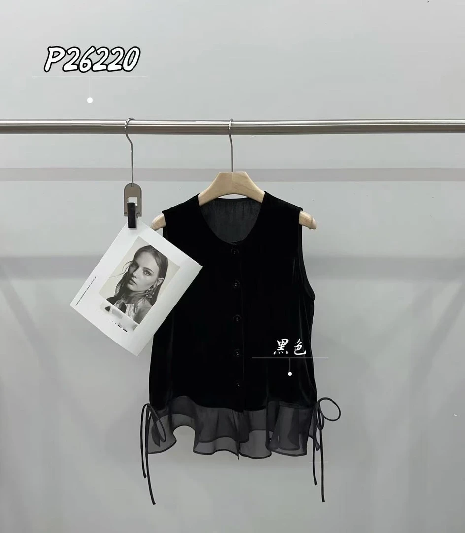 杨杨 PPT-【精致丝绒上衣】欧货圆领网纱拼接丝绒上衣P26220/P26267