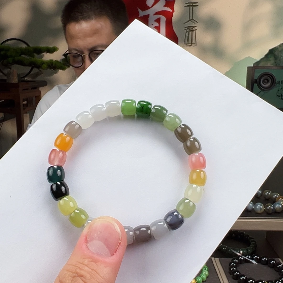 和田玉未镶嵌手链卡8mm多宝