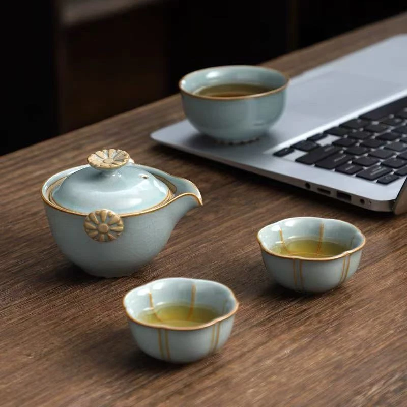 【闪购链接】天青汝窑旅行茶具YS368