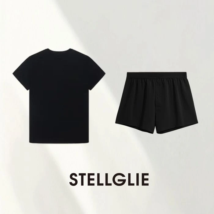stellglie夏季新款超细高支60支兰精莫代尔男士睡衣居家圆领套装