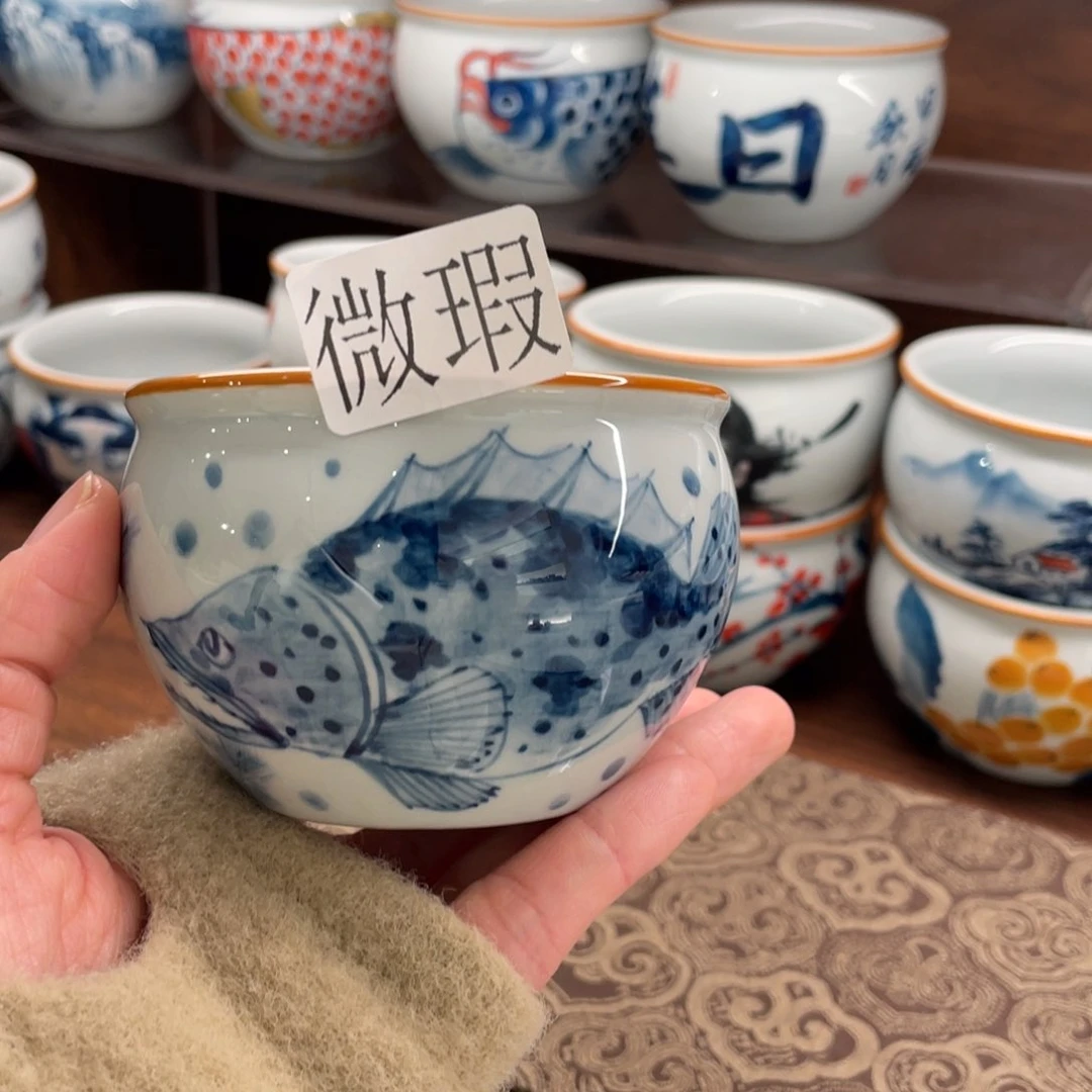 釉下手绘茶具微瑕