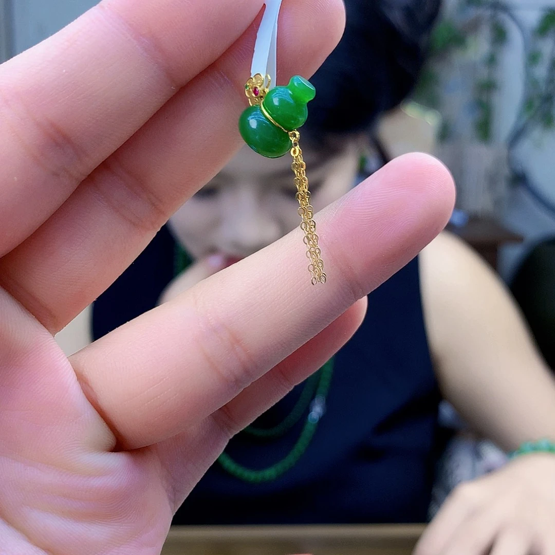 和田玉（碧玉）18K金镶嵌吊坠(不含链)吊坠