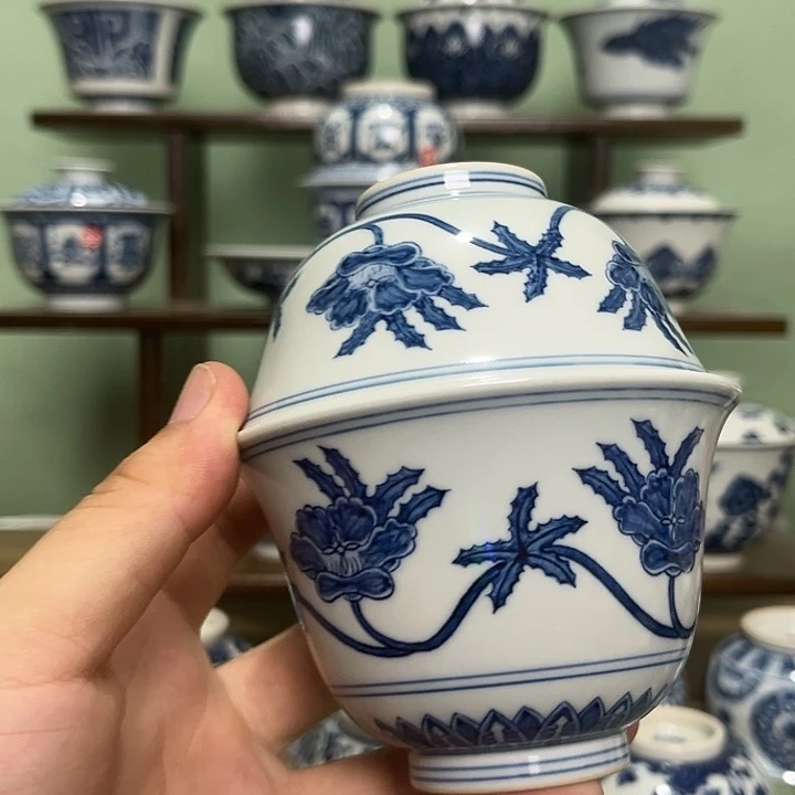 柳***也秋葵套装盖碗和杯子全品