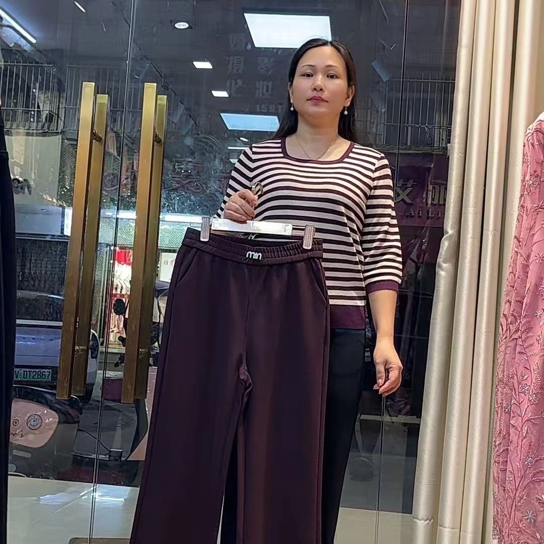 秋冬季新款时尚高腰显瘦宽松女士休闲直筒裤