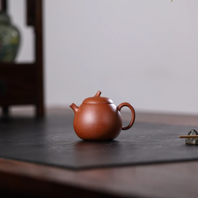 160ml半手工宜兴紫砂壶原矿红降坡小容量家用功夫茶具泡茶壶茄瓜