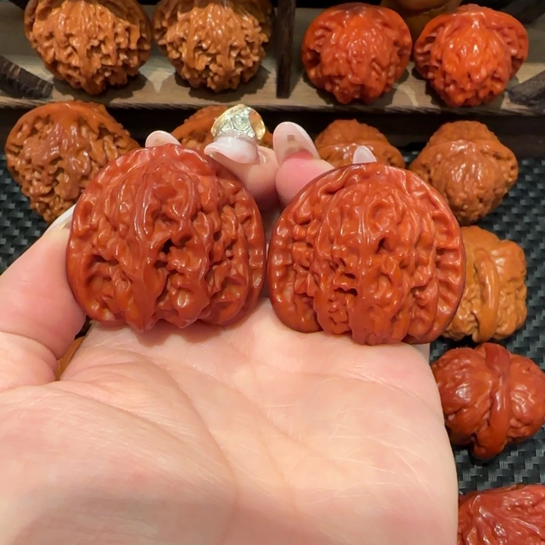 吊坠文玩核桃玉化白狮子40精品1599