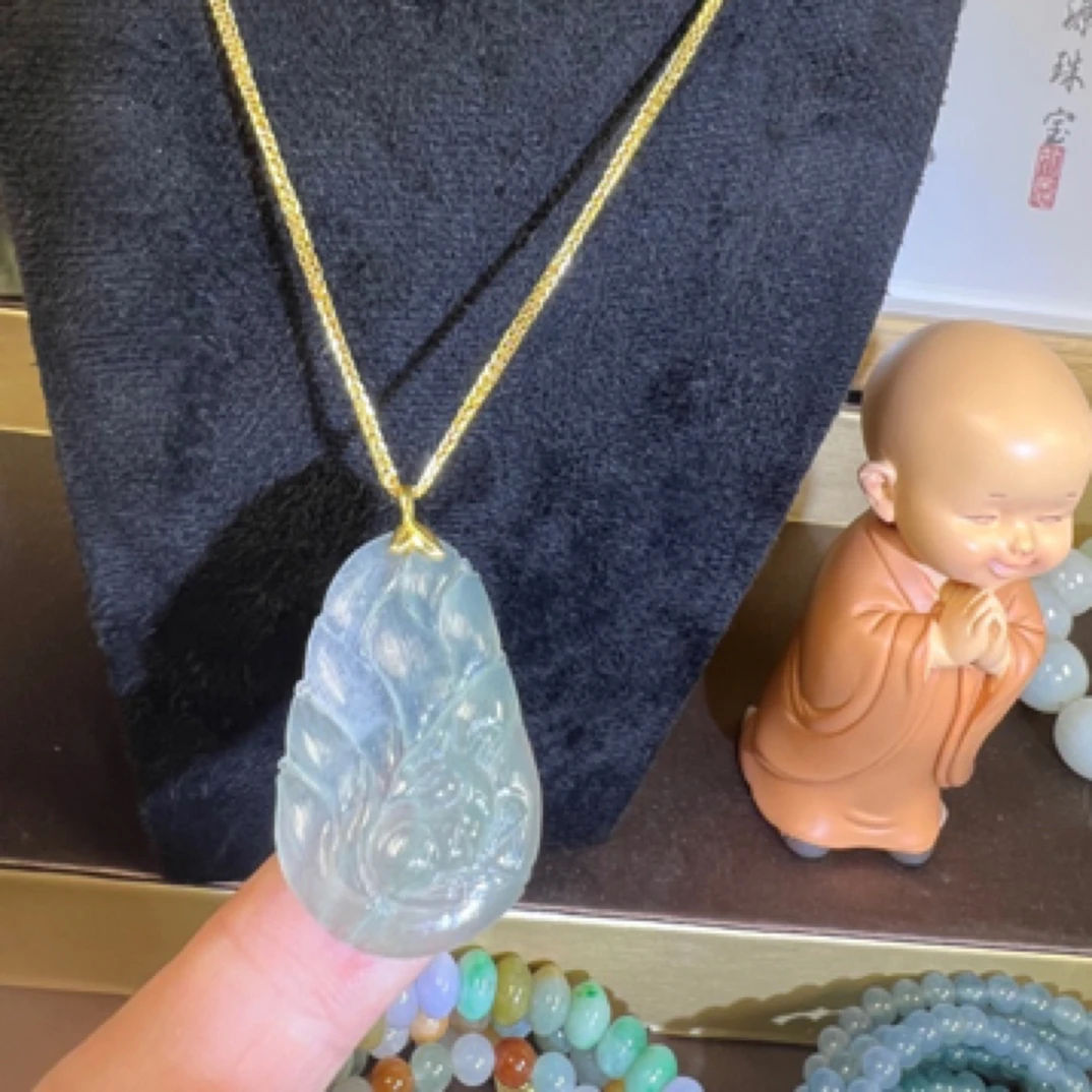 缅甸天然翡翠复古仙气九尾狐吊坠（尺寸可做毛衣链吊坠）