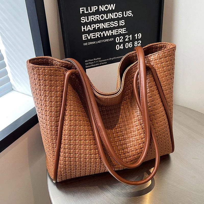 高级感包包女2024新款流行时尚单肩包大容量托特包小众编织通勤包