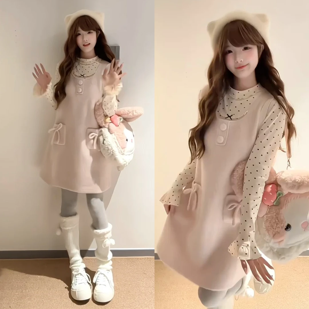 江浙沪千金穿搭一整套2025新款巨好看的两件套冬装背心连衣裙子女