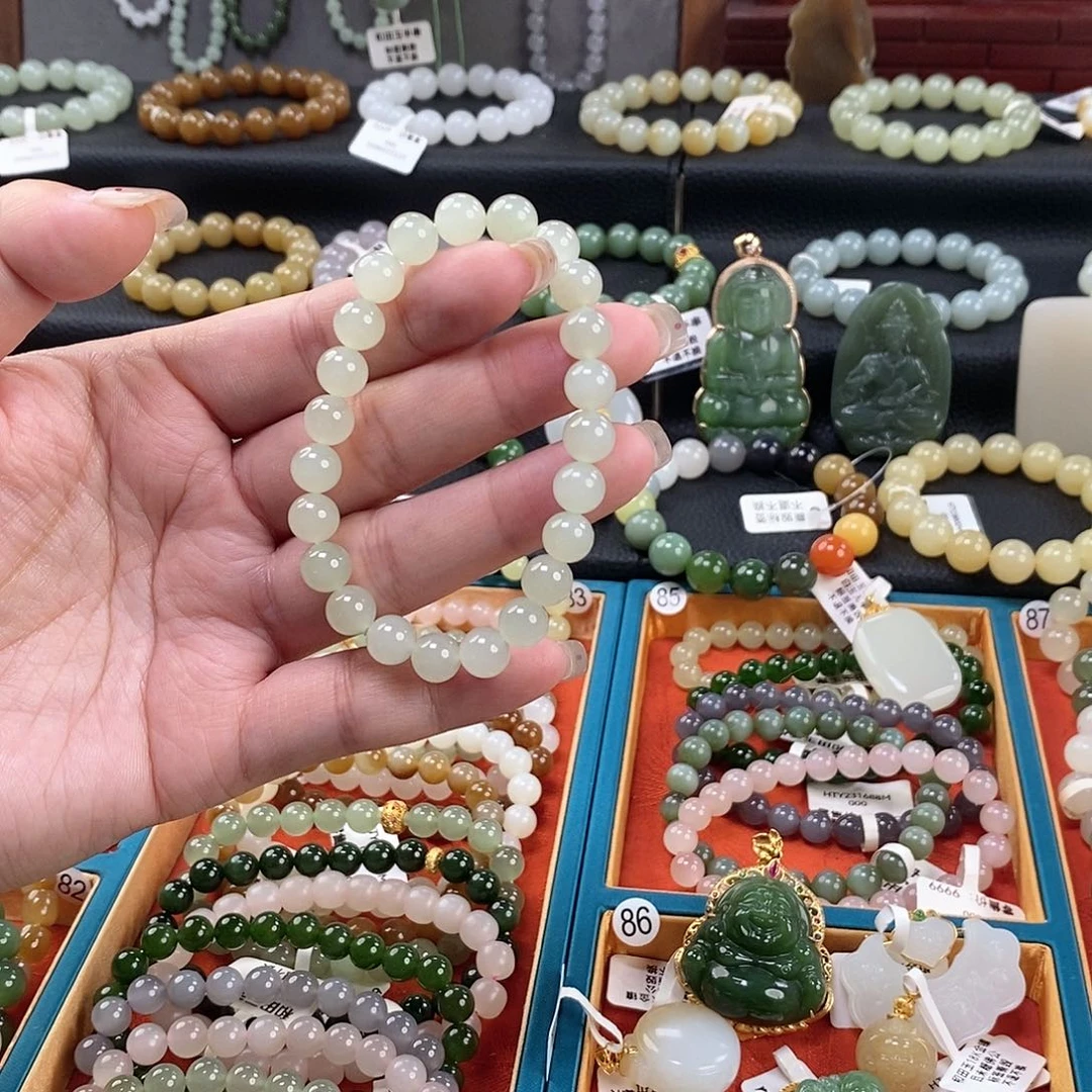 和田玉手链 8MM未镶嵌晴水