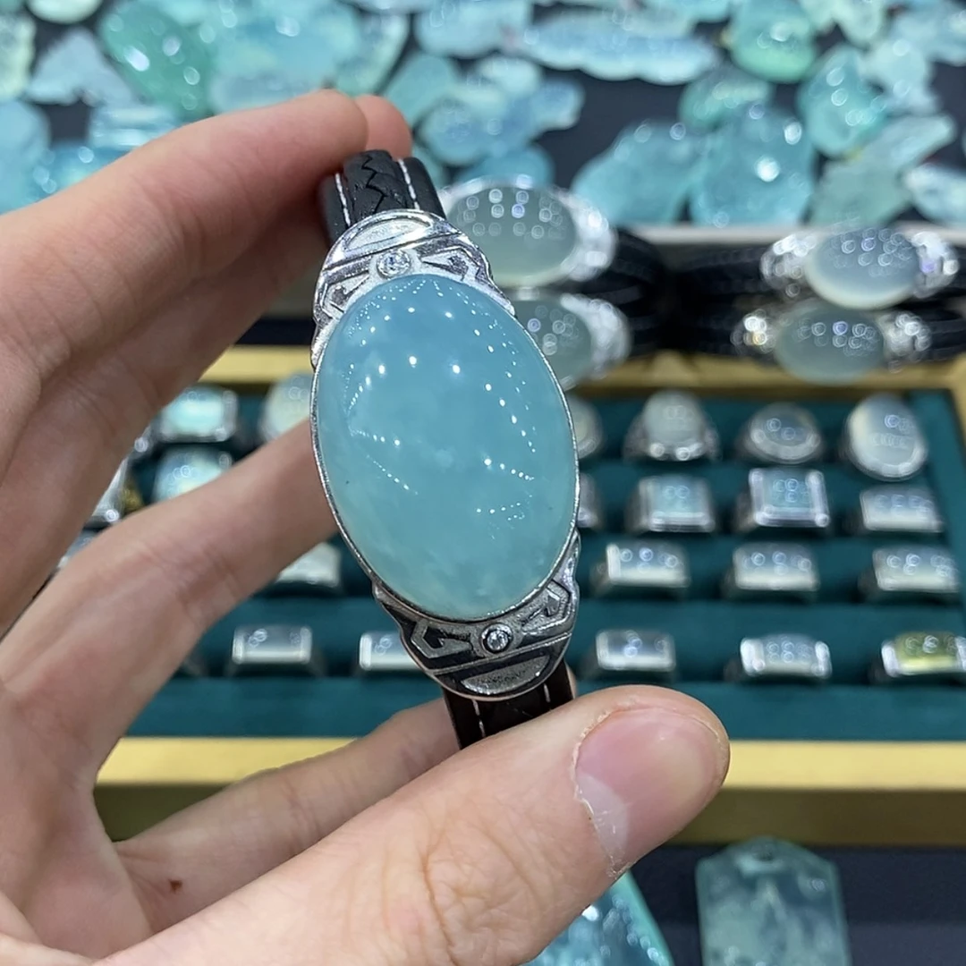 【闪购商品】蛇纹石玉手牌银S925镶嵌