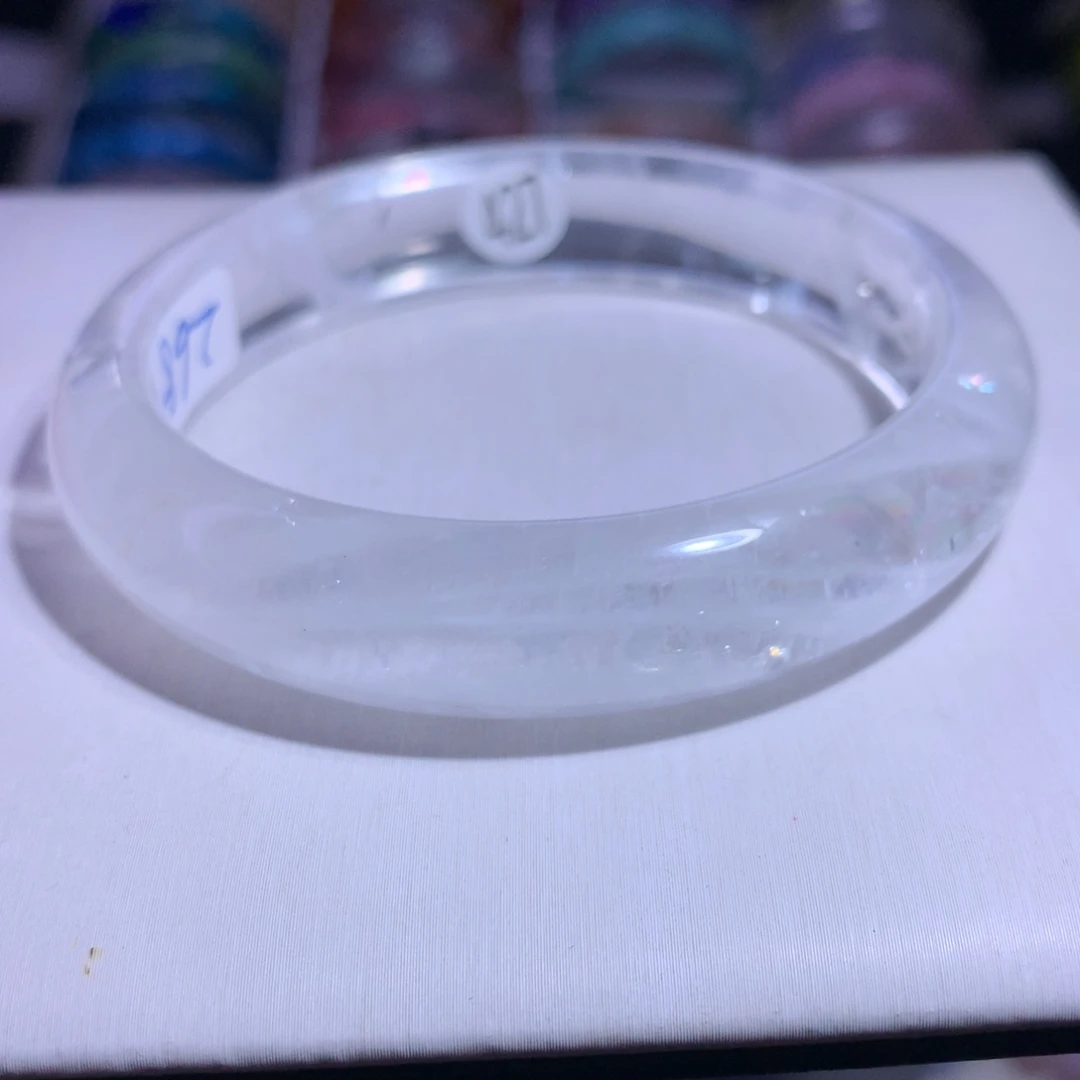 水晶手镯银S925镶嵌彩虹幽灵61.2圈427