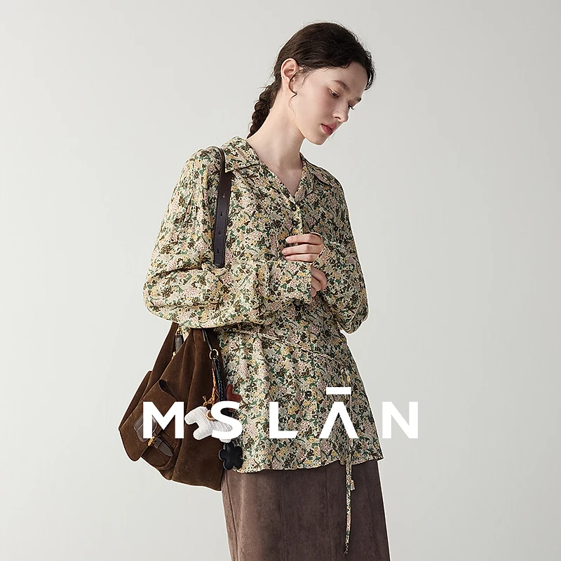 MSLANMSLAN【商场同款】新款时尚设计感满印贴袋长袖衬衫MGAN324