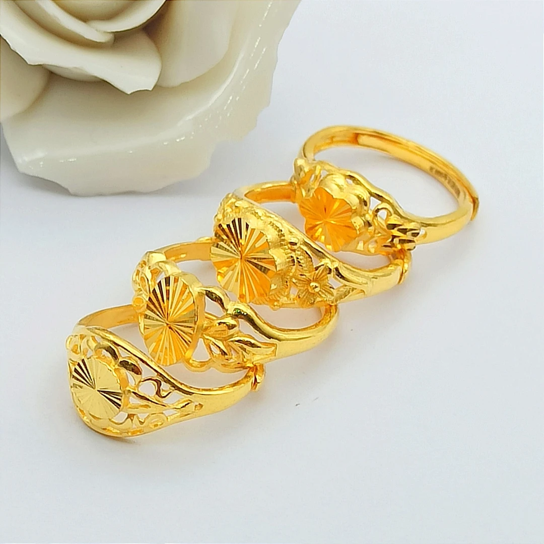 足金9999经典车花花篮戒奢华大气款花型黄金戒指送妈妈送长辈女款