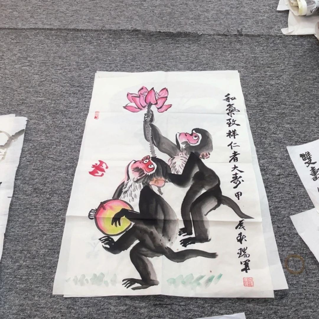 国画武瑞军老师四尺三开绘画作品微瑕介意慎拍无缺