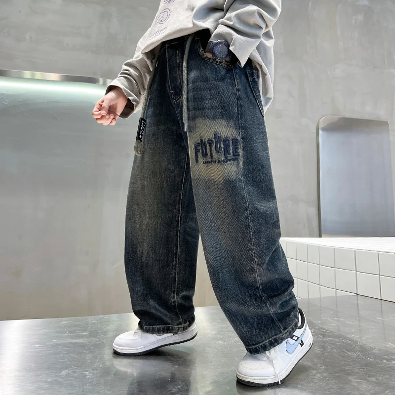 男童直筒牛仔裤春秋款 2025新款宽松休闲痞帅秋装裤子百搭潮