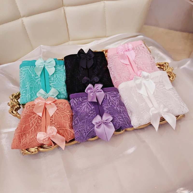 性感内裤女蝴蝶结镂空透气撩人低腰三角裤蕾丝纯欲风无痕